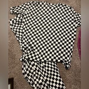 Dressed in Lala Ribbed Checkered play suit 2XL